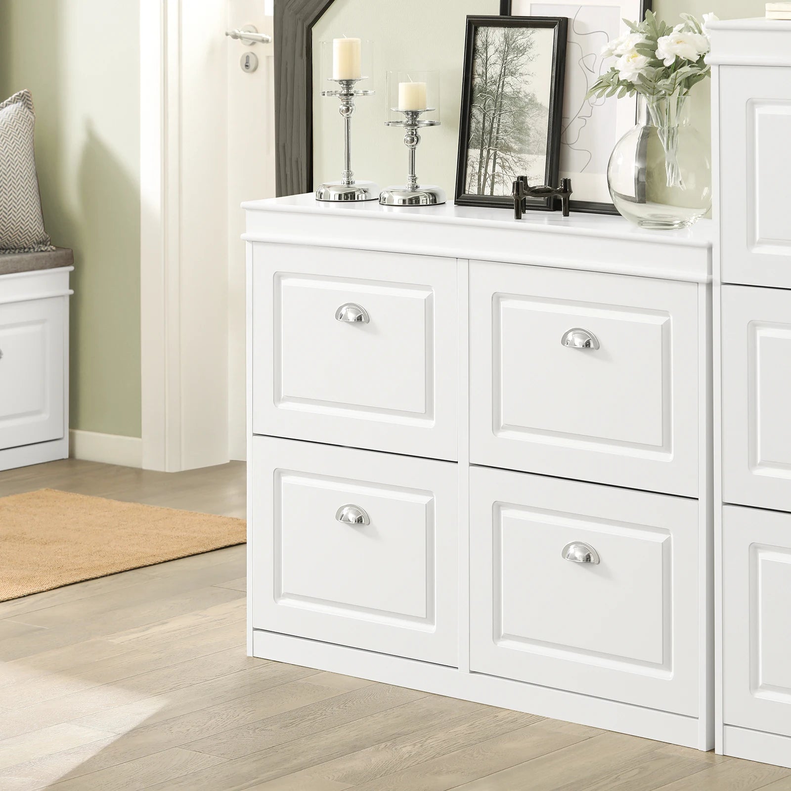 Ruime schoenenkast met 4 kleppen en 8 planken – Compact & Organiserend Schoenenrek