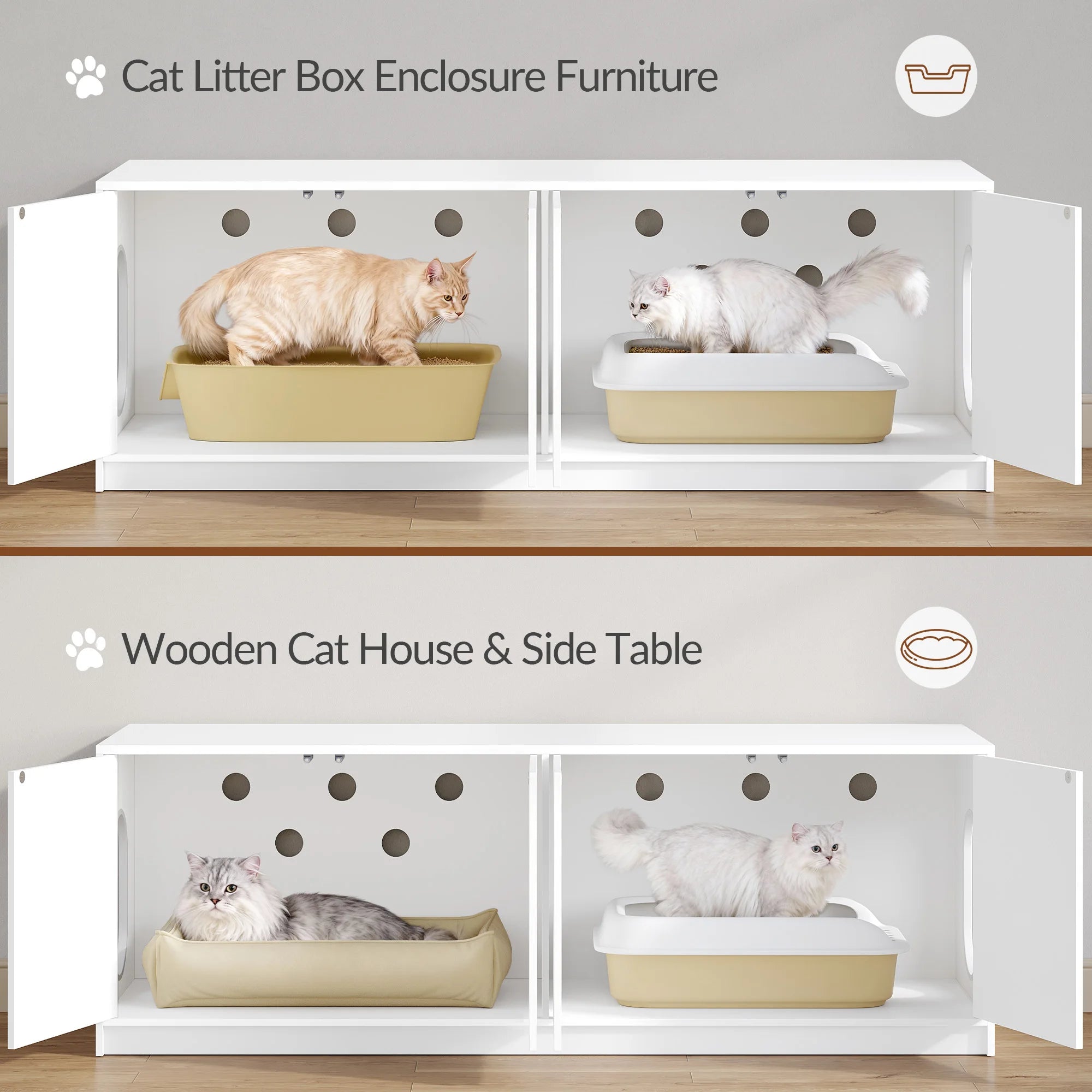 Verborgen kattenbak kast – stijlvol meubel voor 2 katten