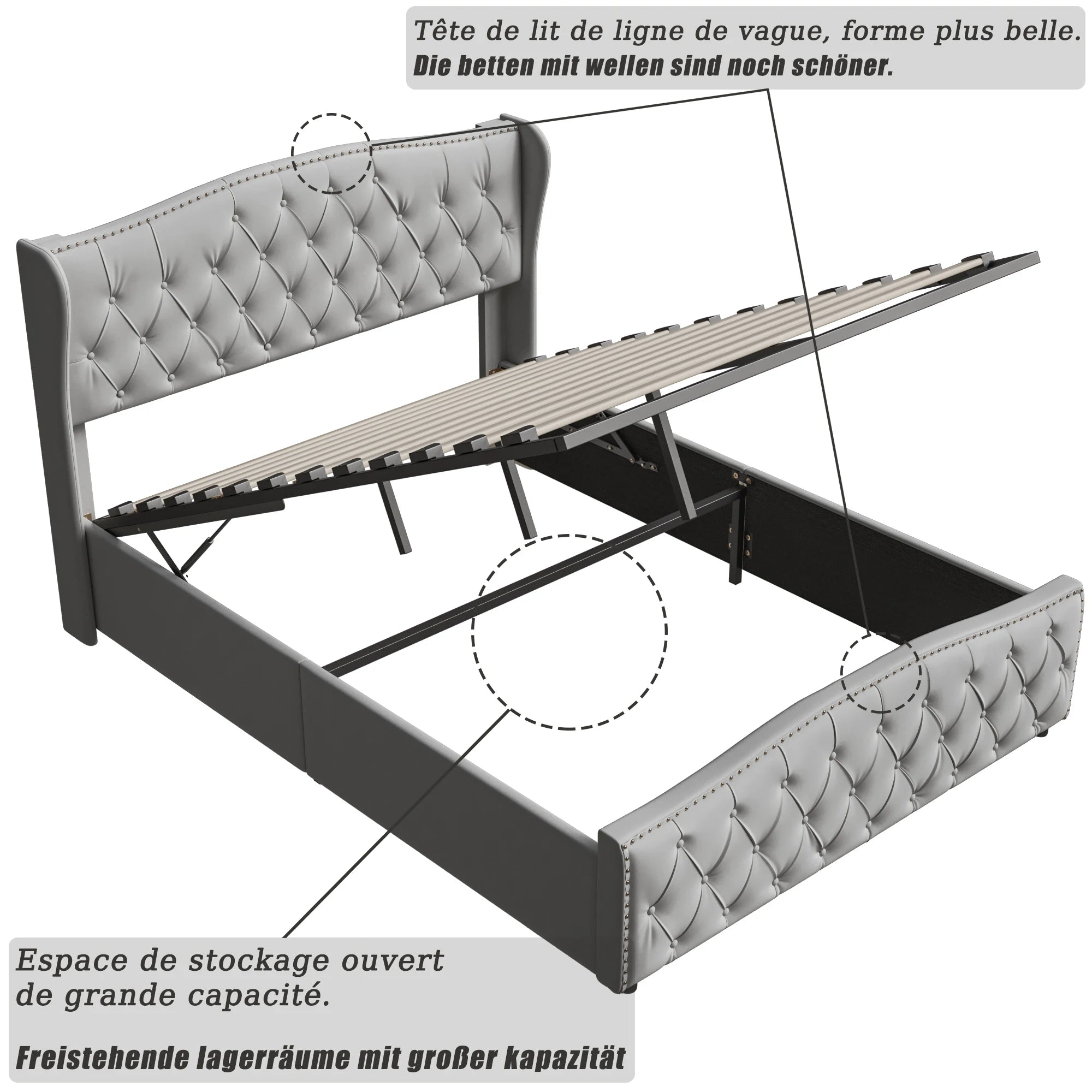 Tweepersoonsbed met opbergruimte 140x200 cm – Stijlvol & functioneel