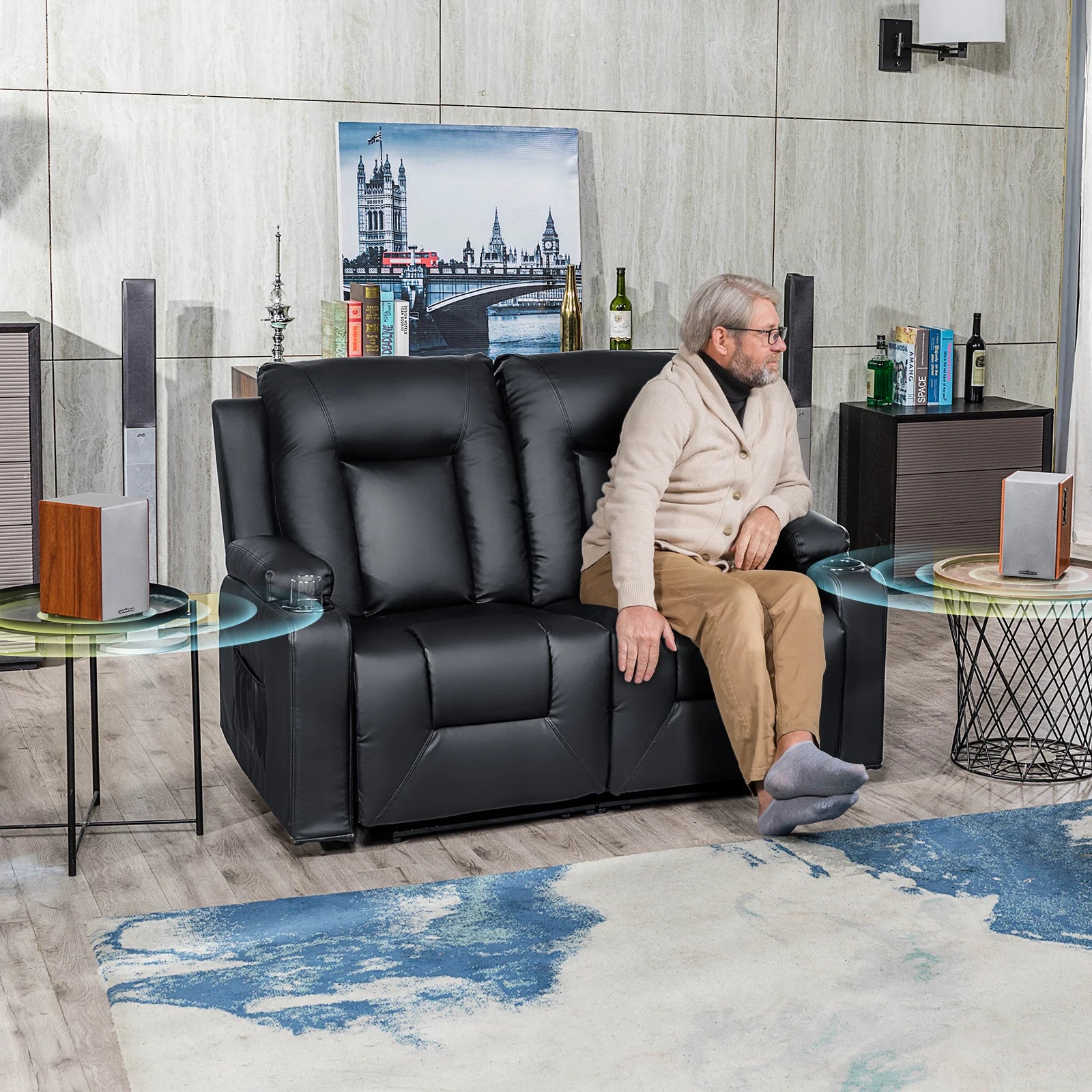 Luxe Relaxfauteuil 360° Draaibaar – Verstelbare TV Stoel met Voetsteun en Kunstleren Bekleding