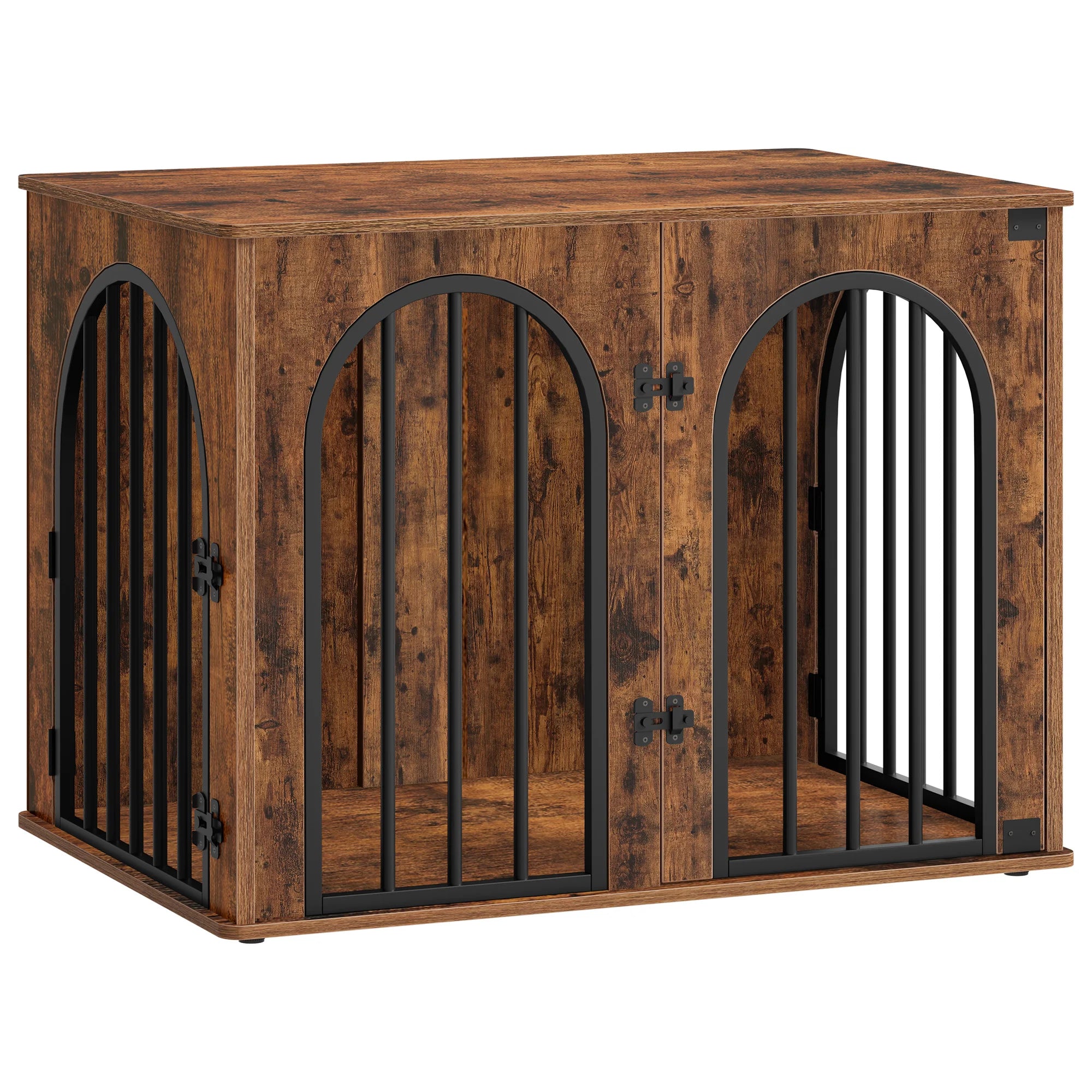 Houten Hondenbench Meubel 80 cm – Design Hondenkooi met 3 Deuren – Moderne Indoor Bench & Bijzettafel