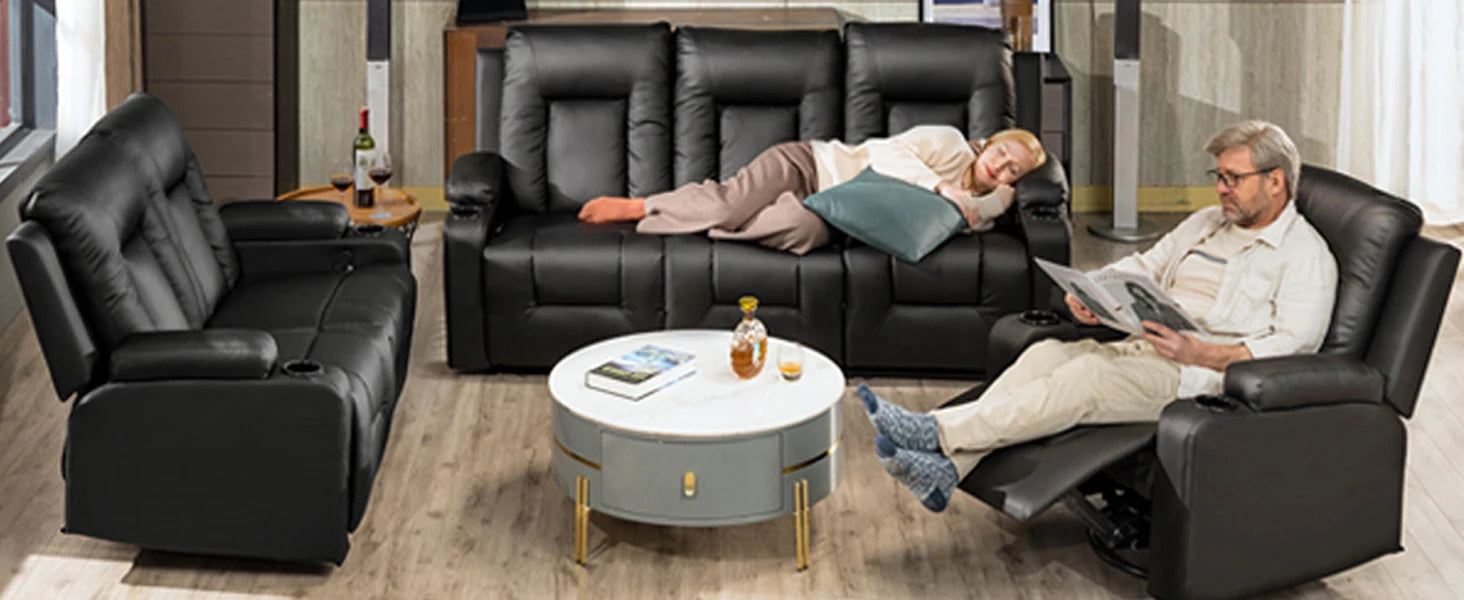 Luxe Relaxfauteuil 360° Draaibaar – Verstelbare TV Stoel met Voetsteun en Kunstleren Bekleding