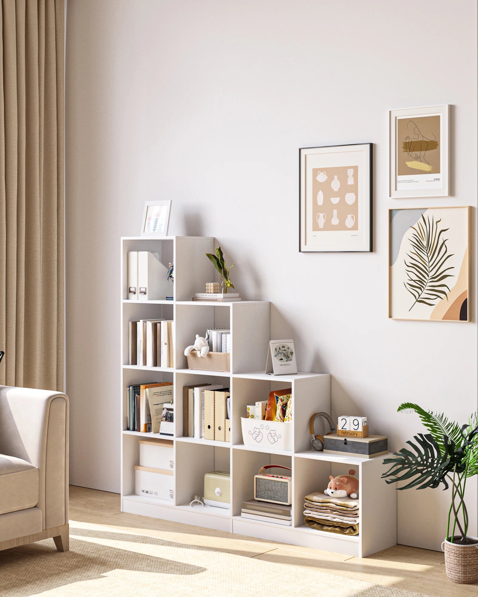 Boekenkast 10 Vakken – Open Opbergruimte – Wit – Modern & Functioneel