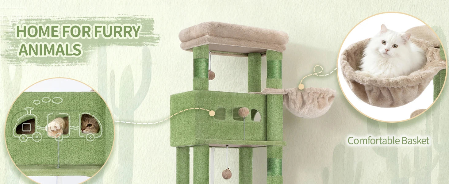 Grote 170 cm Kattenboom met 8 Krabpalen – Luxe Kattenhuis voor Grote en Meerdere Katten