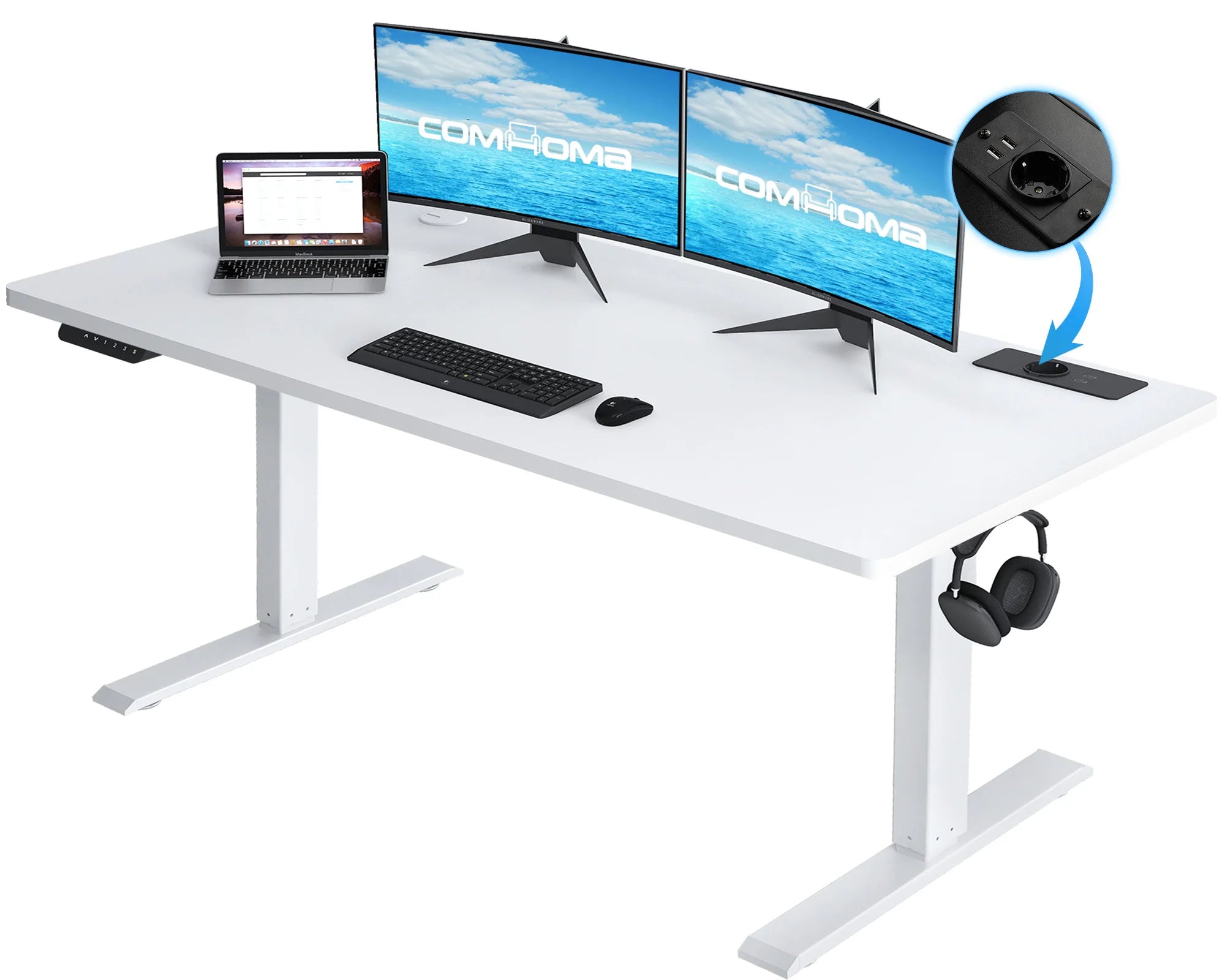 Elektrisch Zit-Sta Bureau Verstelbaar met USB en Ergonomisch Design (140x60 / 160x70 cm)