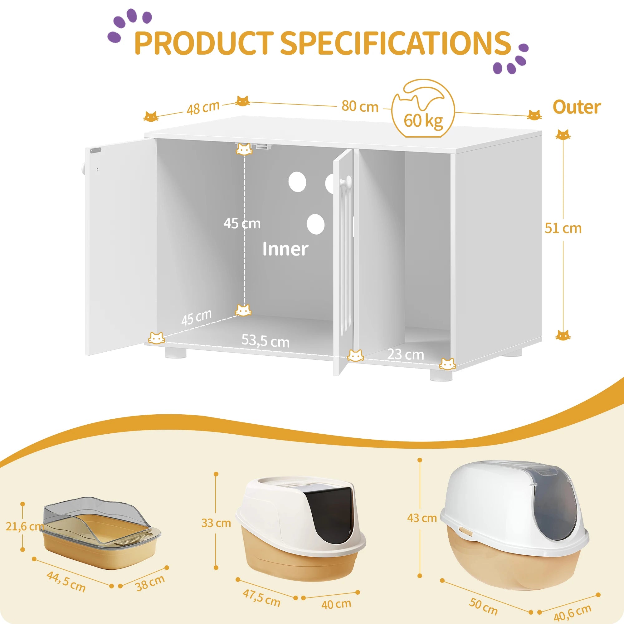 Grote Kattenkast met Deur – Modern Kattenhuis & Opbergmeubel voor Kattenbak