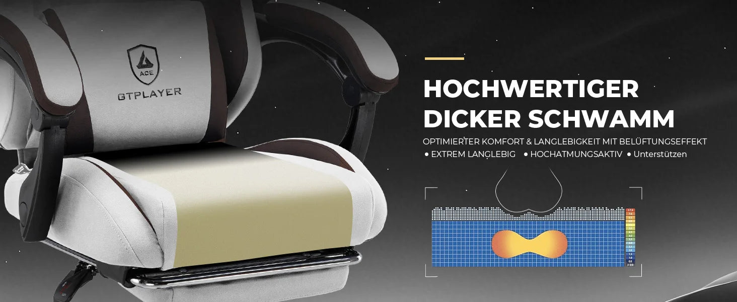 Ergonomische Gamingstoel van Stof met Voetensteun en Verstelbare Rugleuning (165°)
