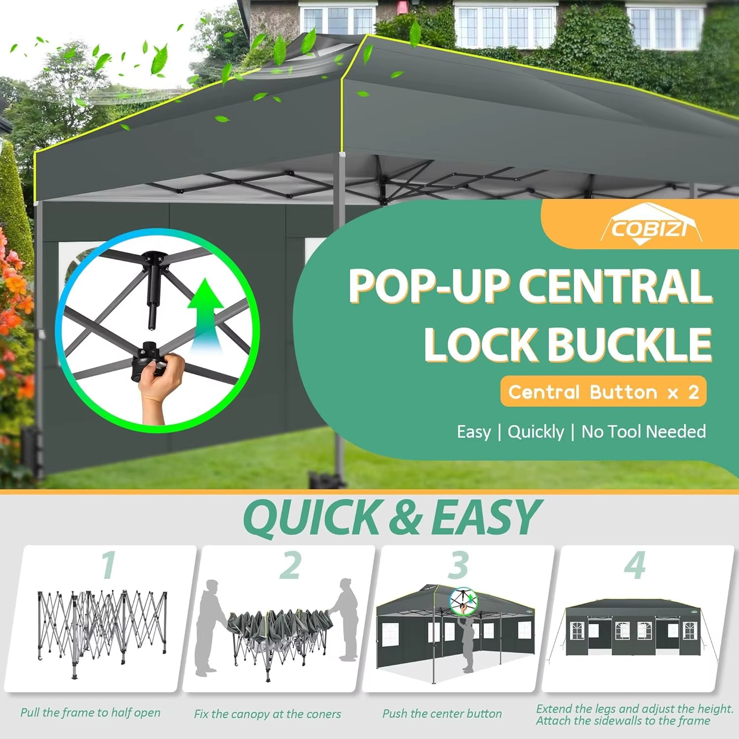 Pop-up Partytent 3×6 m – Easy-Up Tuinpaviljoen met 6 Zijwanden
