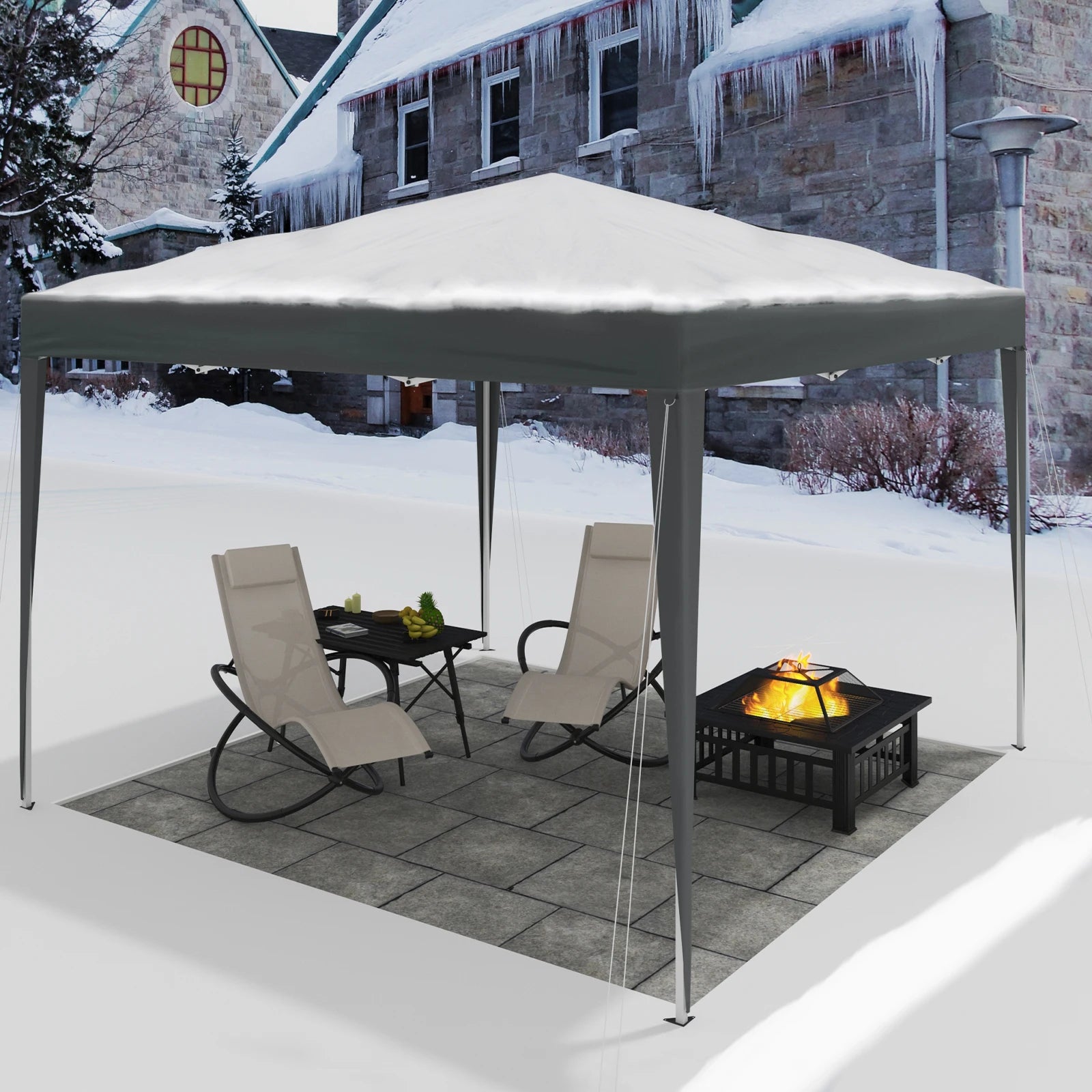 Easy Up Pop-up Partytent 3x3 m Waterdicht – Tuinpaviljoen met UV-Bescherming & Draagtas voor Tuin, Camping en Evenementen