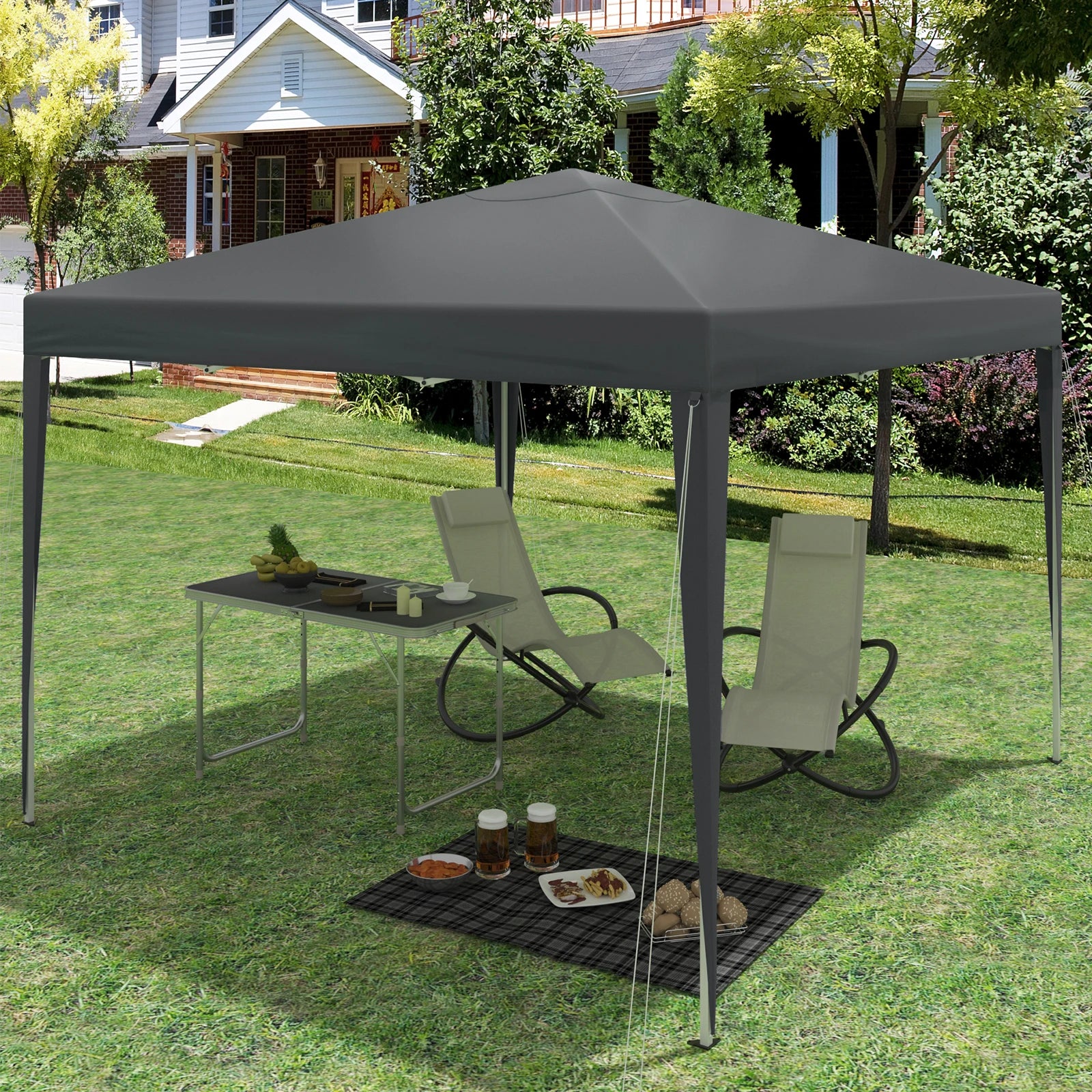 Easy Up Pop-up Partytent 3x3 m Waterdicht – Tuinpaviljoen met UV-Bescherming & Draagtas voor Tuin, Camping en Evenementen