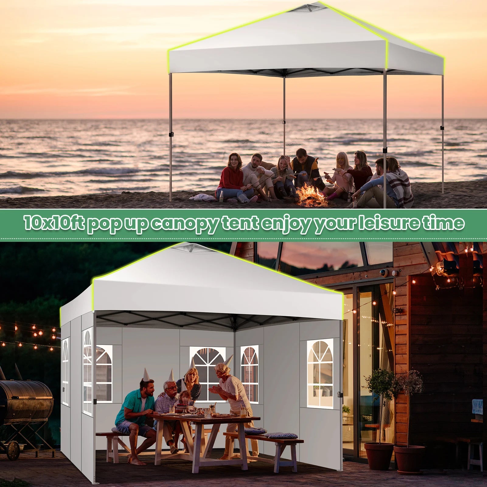 Pop-up Partytent 3x3 m Waterdicht met 4 Zijwanden – Opvouwbaar Tuinpaviljoen met UV50+ Bescherming voor Tuin & Evenementen