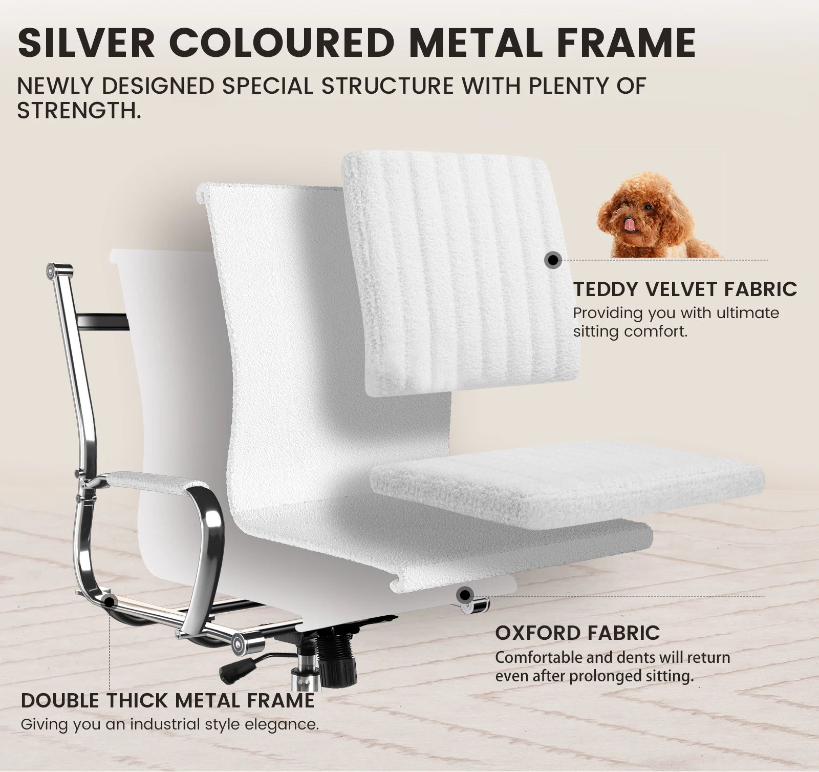 Ergonomische Bureaustoel met Armleuningen en Schommelfunctie – Comfortabele Executive Office Chair (Stof)