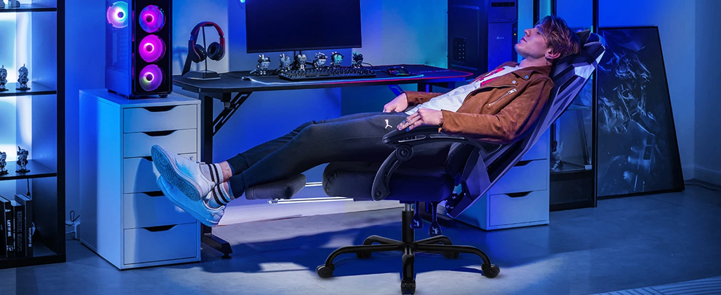 Ergonomische Mesh Bureaustoel met Lendensteun & Hoofdsteun – Verstelbare Gaming Stoel tot 150 kg