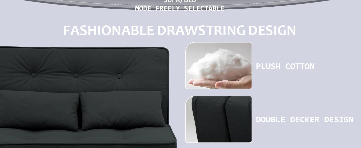 Verstelbare 2-Persoons Slaapbank met 6 Standen – Compacte Multifunctionele Sofa Bed voor Kleine Ruimtes