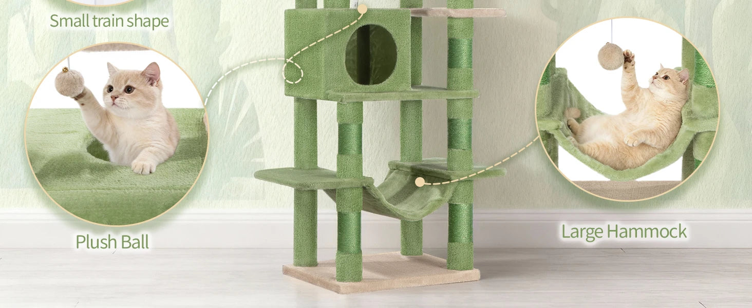 Grote 170 cm Kattenboom met 8 Krabpalen – Luxe Kattenhuis voor Grote en Meerdere Katten