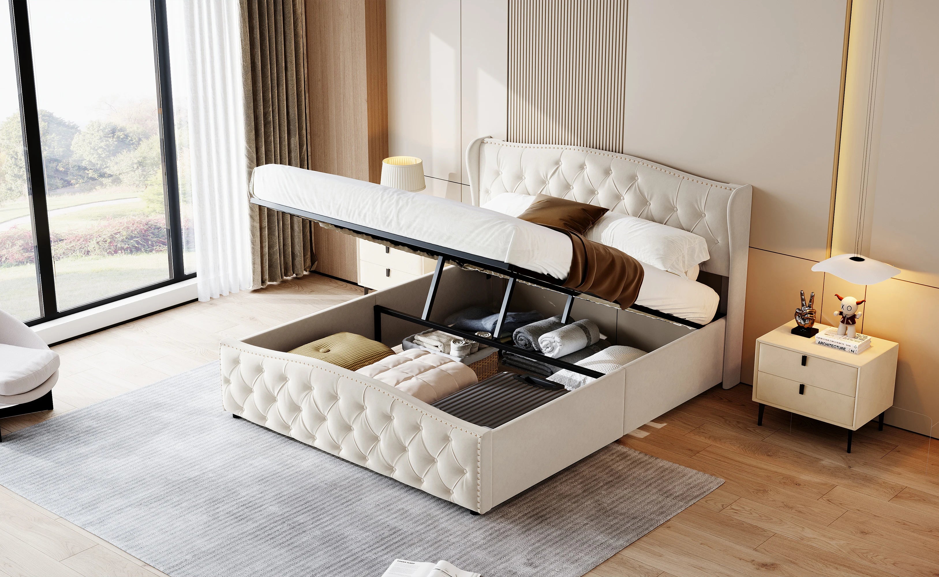 Tweepersoonsbed met opbergruimte 140x200 cm – Stijlvol & functioneel