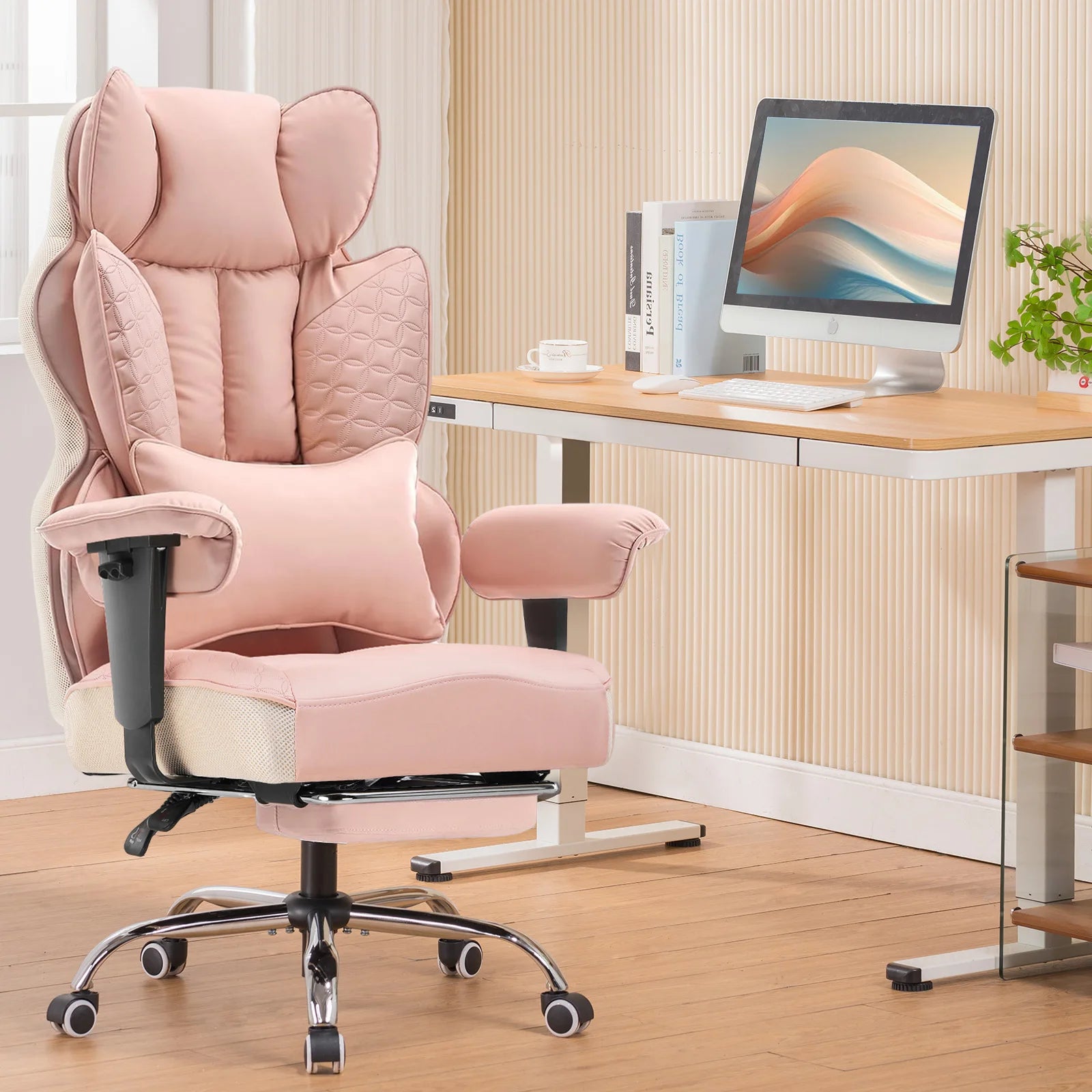 Ergonomische Gaming Chair & Bureaustoel – Verstelbare Armleuningen, Lendensteun, PU Leer – 150 kg