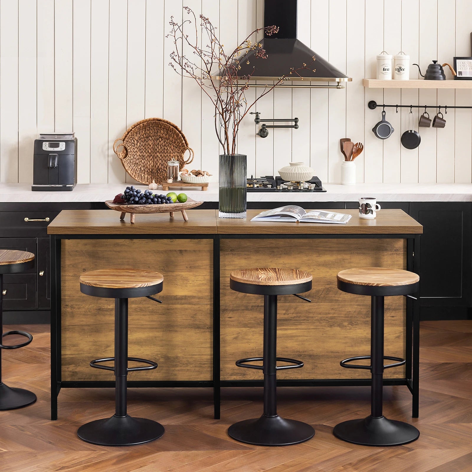 Vrijstaand Industrieel Keukeneiland 170 cm – Dressoir Bartafel met Opbergruimte – Metaal & MDF Bruin