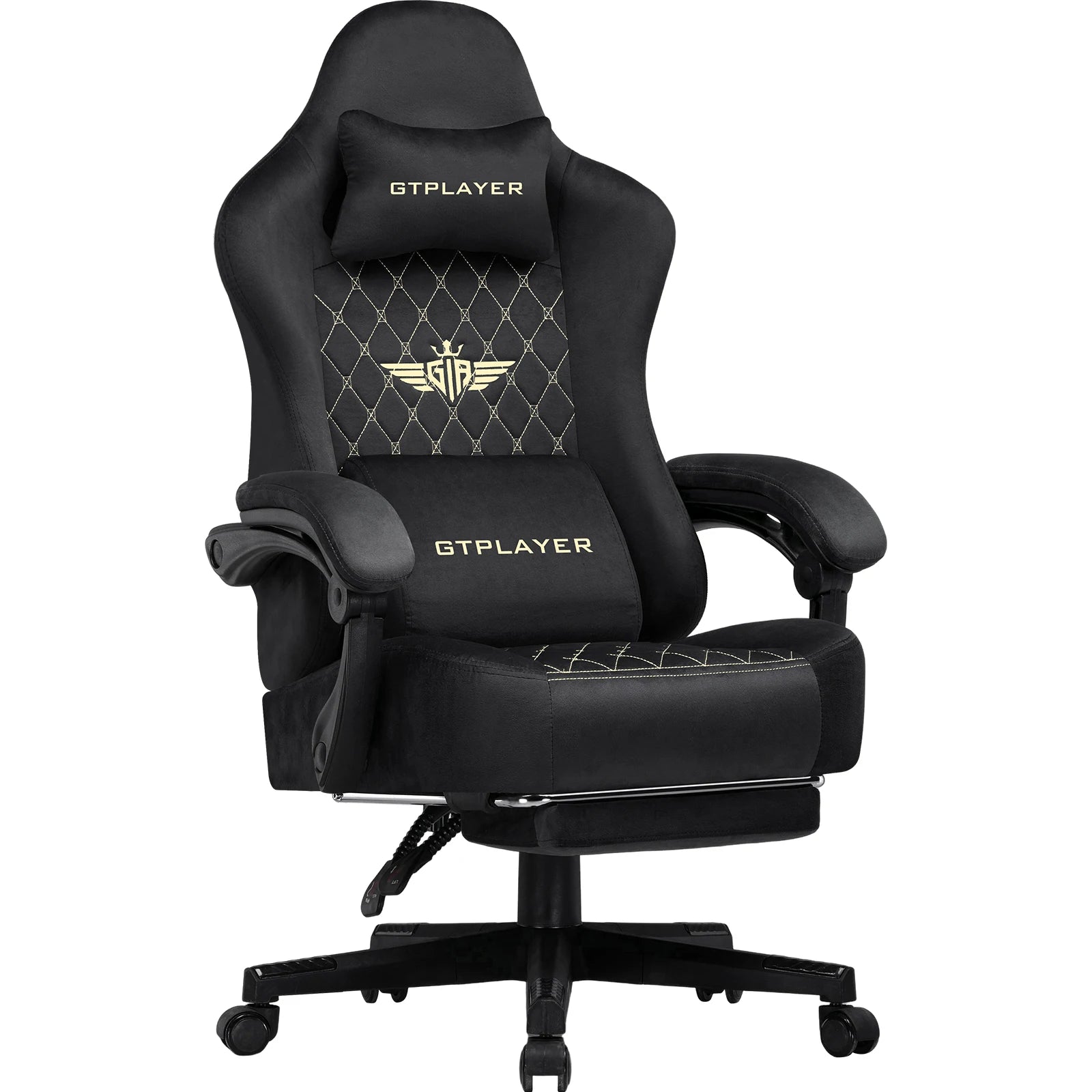 Ergonomische Gaming Stoel met Voetsteun – Stoffen Bureaustoel 360° Draaibaar & Verstelbaar (Comfort PC & Thuiswerk Stoel)