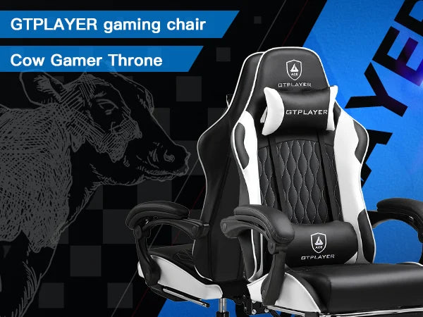 Ergonomische Gaming Stoel met Voetensteun en Verstelbare Rugleuning (90°–145°) – Luxe Bureaustoel voor Kantoor & Thuis