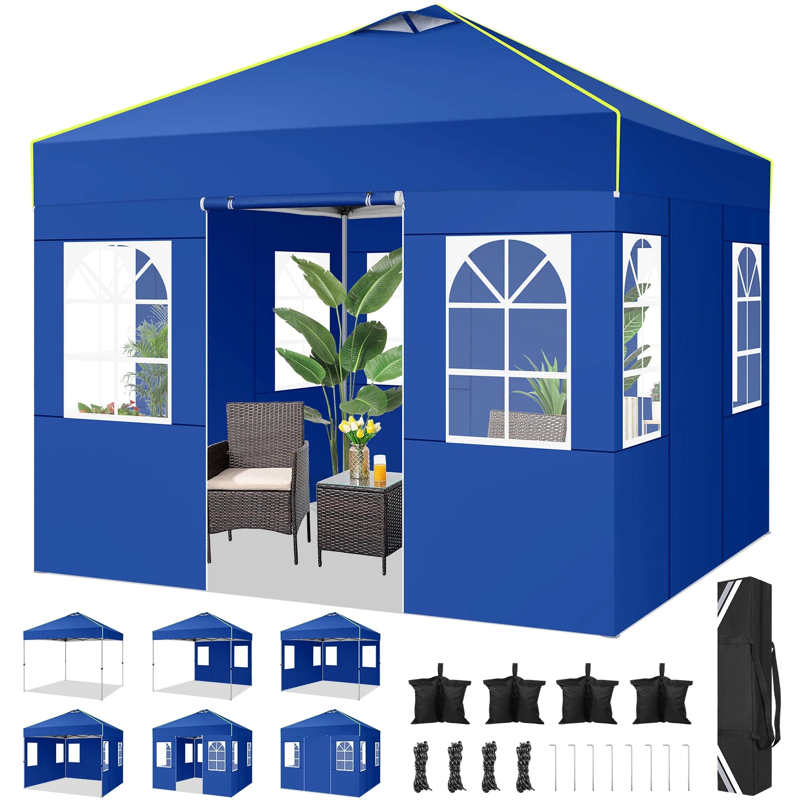 Pop-up Partytent 3x3 m Waterdicht met 4 Zijwanden – Opvouwbaar Tuinpaviljoen met UV50+ Bescherming voor Tuin & Evenementen