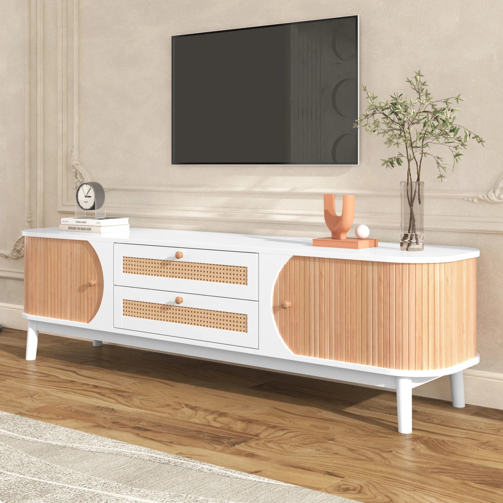TV-Garderobe van Hout – Meubel met Deuren en Laden, Landhuisstijl