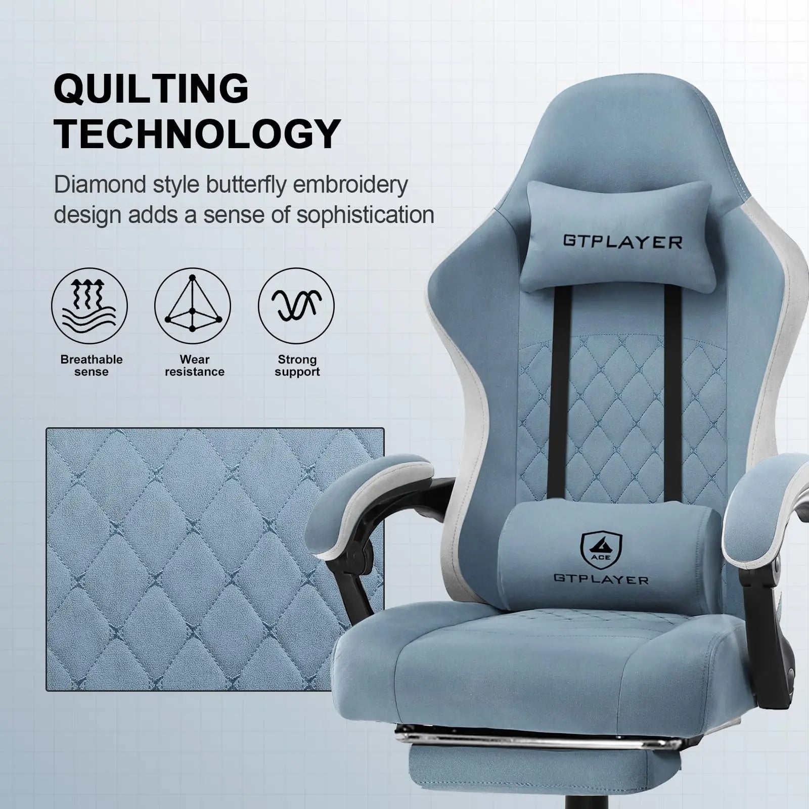 Ergonomische Gaming Stoel met Voetensteun en Pocket Springs – Verstelbare Bureaustoel van Stof voor Ultiem Comfort