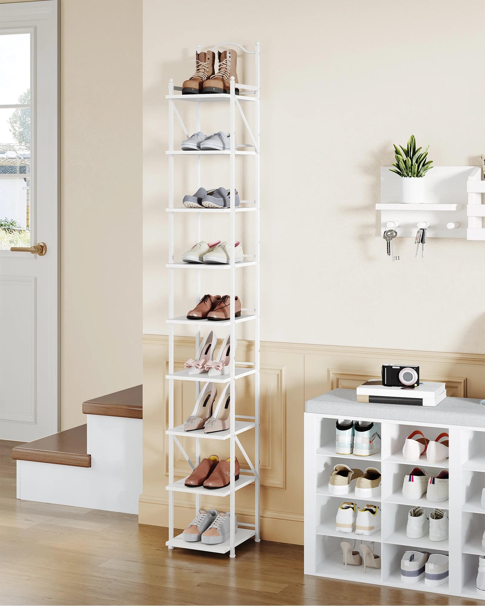 Smal 9‑Laags Vertical Schoenenrek – Ruimtebesparend & Instelbaar Schoenen Organizer