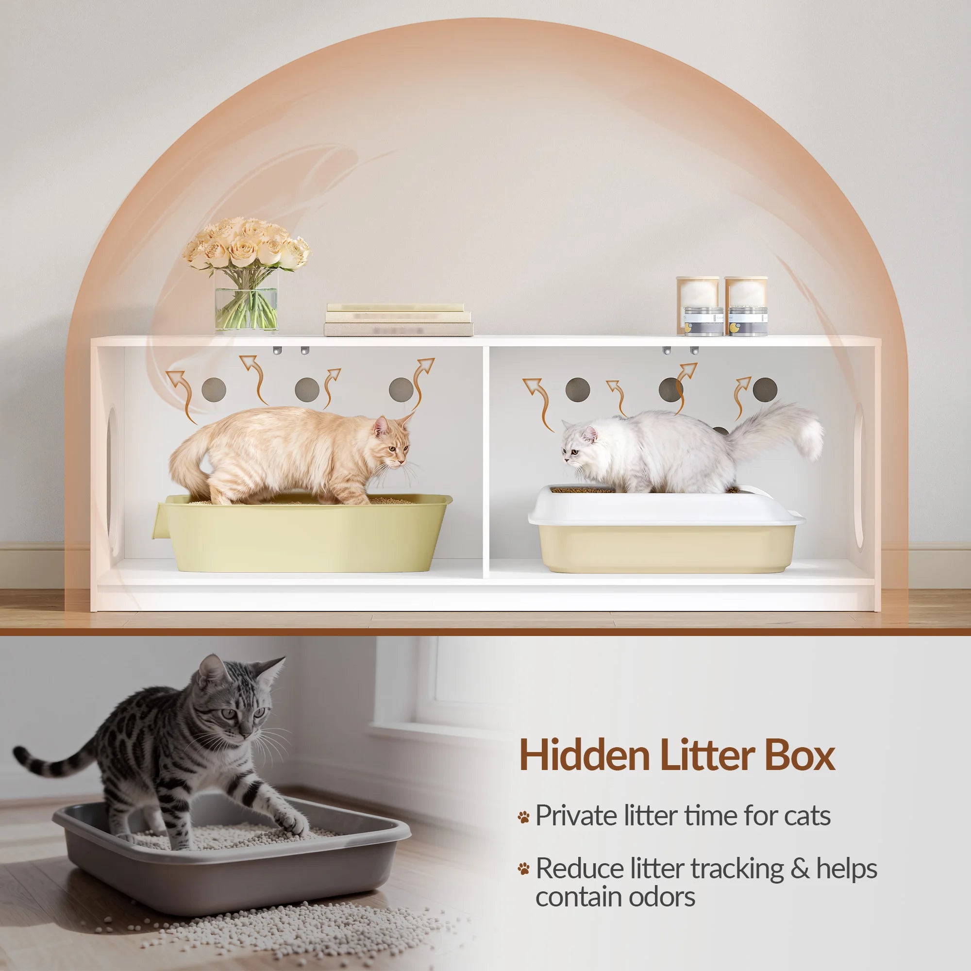 Verborgen kattenbak kast – stijlvol meubel voor 2 katten