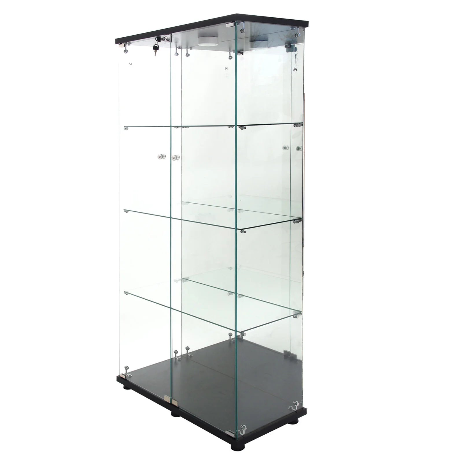 Staande LED Vitrinekast met 4 Niveaus – Moderne Displaykast voor Woonkamer & Slaapkamer
