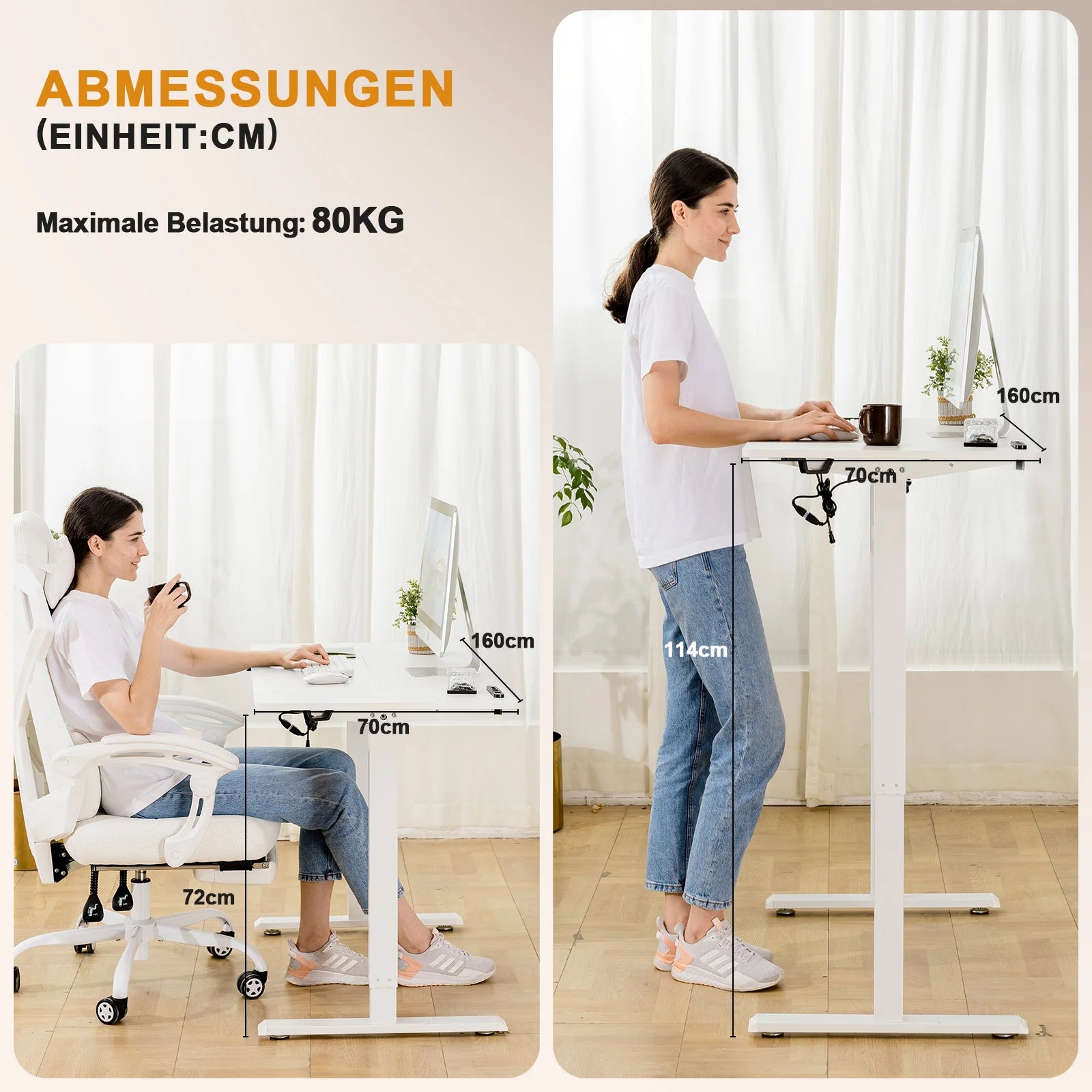 Elektrisch Zit-Sta Bureau Verstelbaar met USB en Ergonomisch Design (140x60 / 160x70 cm)