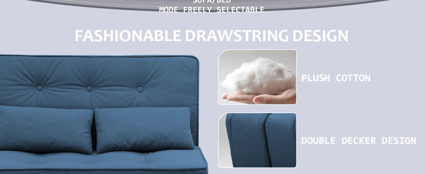 Verstelbare 2-Persoons Slaapbank met 6 Standen – Compacte Multifunctionele Sofa Bed voor Kleine Ruimtes