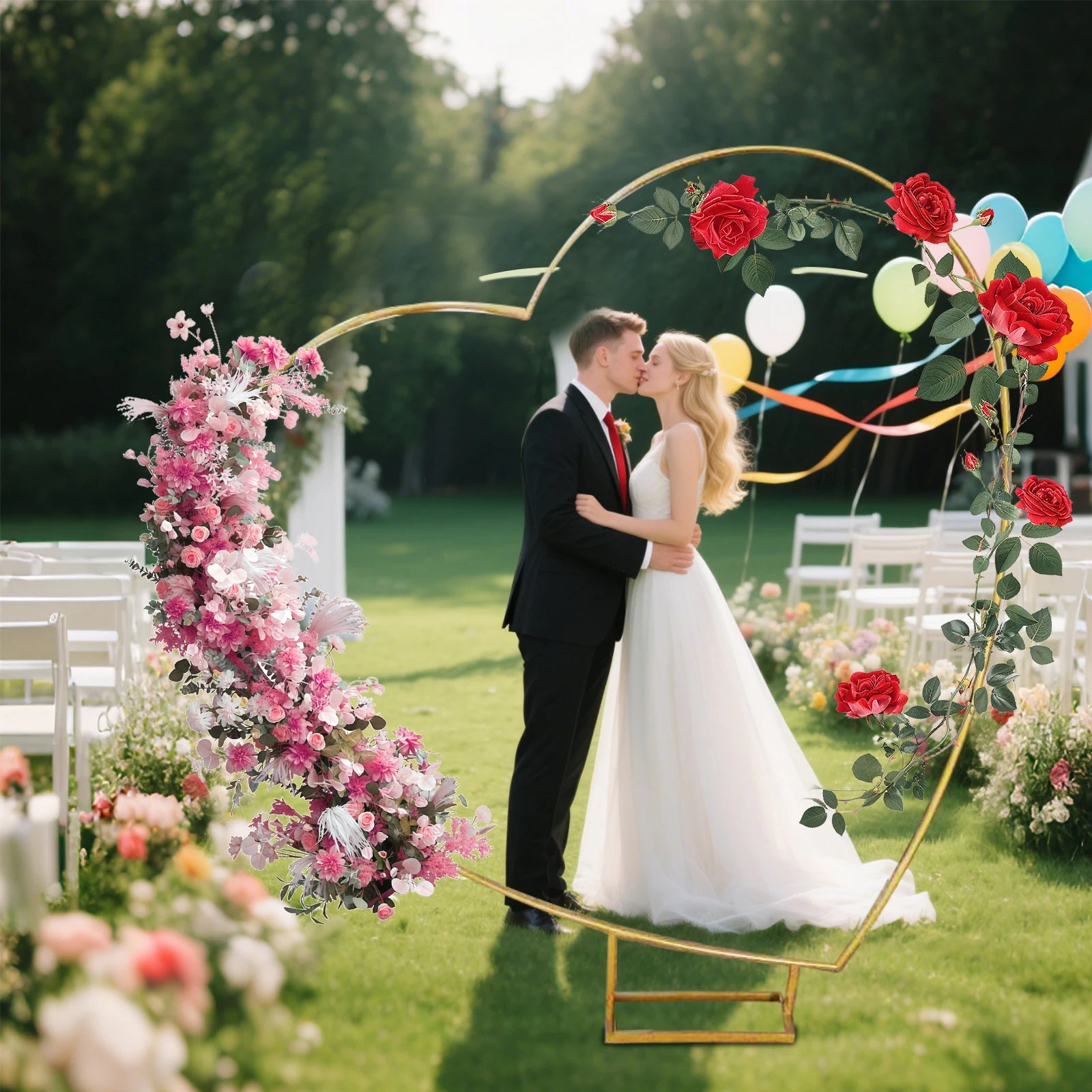Gouden Ballonnenboog Frame – 2m/2,4m Feestdecoratie voor Bruiloften, Verjaardagen en Ceremonies – Herbruikbare Metaal Stand