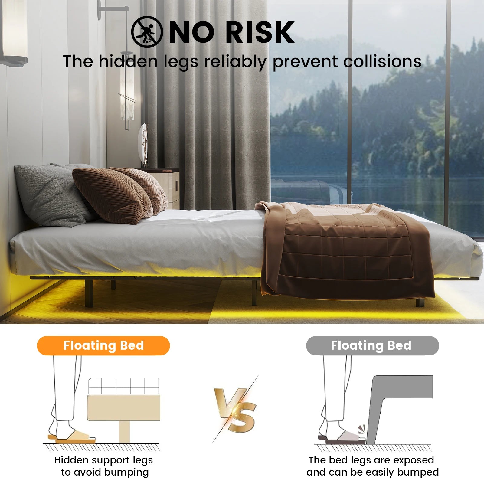 Metalen Bedframe 140x200 cm met LED, USB en Stopcontacten – Modern en Functioneel Design