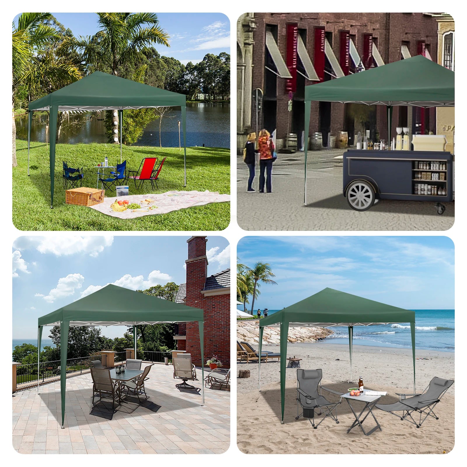 Easy Up Pop-up Partytent 3x3 m Waterdicht – Tuinpaviljoen met UV-Bescherming & Draagtas voor Tuin, Camping en Evenementen