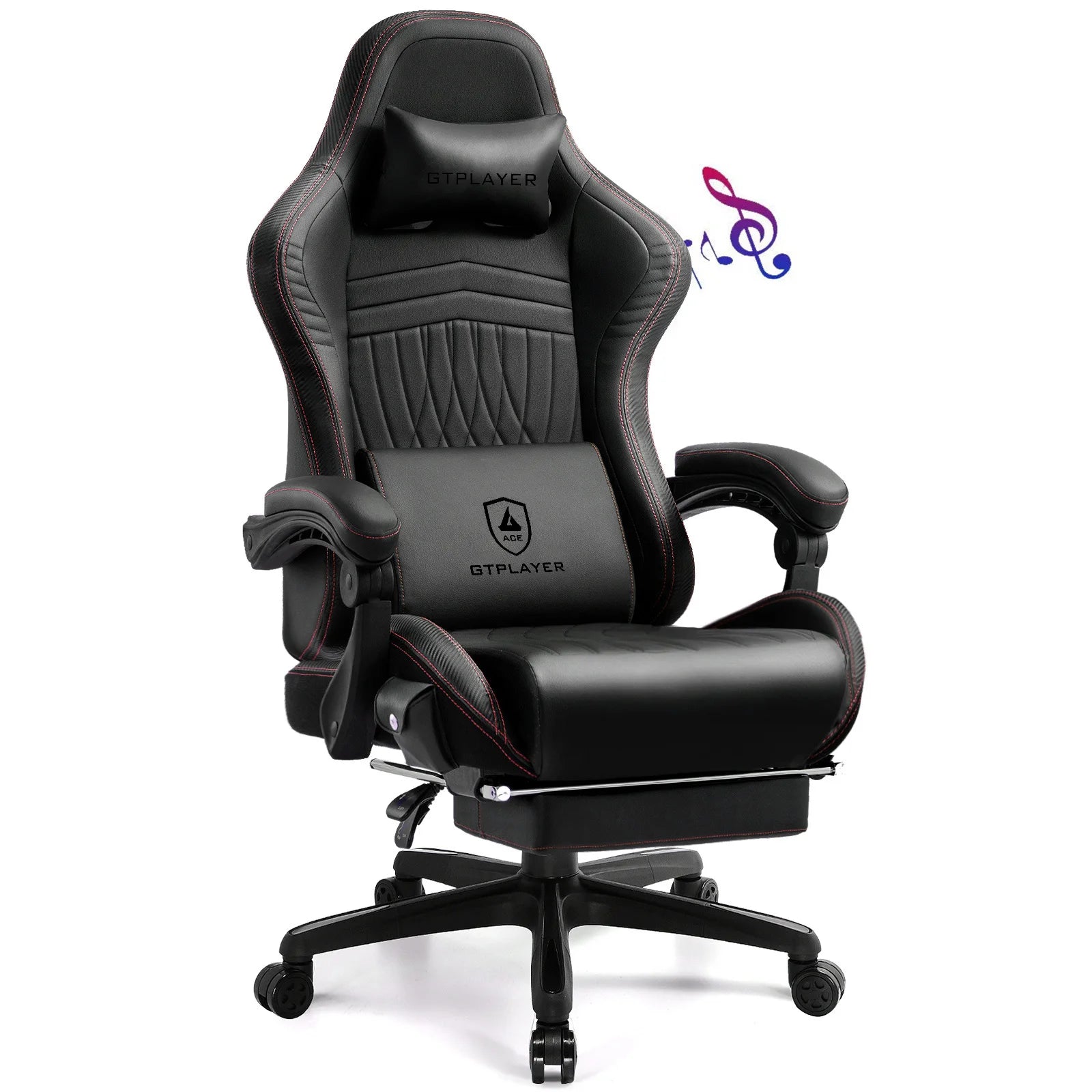 Ergonomische Gaming Stoel met Voetensteun & Luidsprekers – Verstelbare Gamer Chair met 170° Rugleuning, PU Leer & 150kg Draagkracht