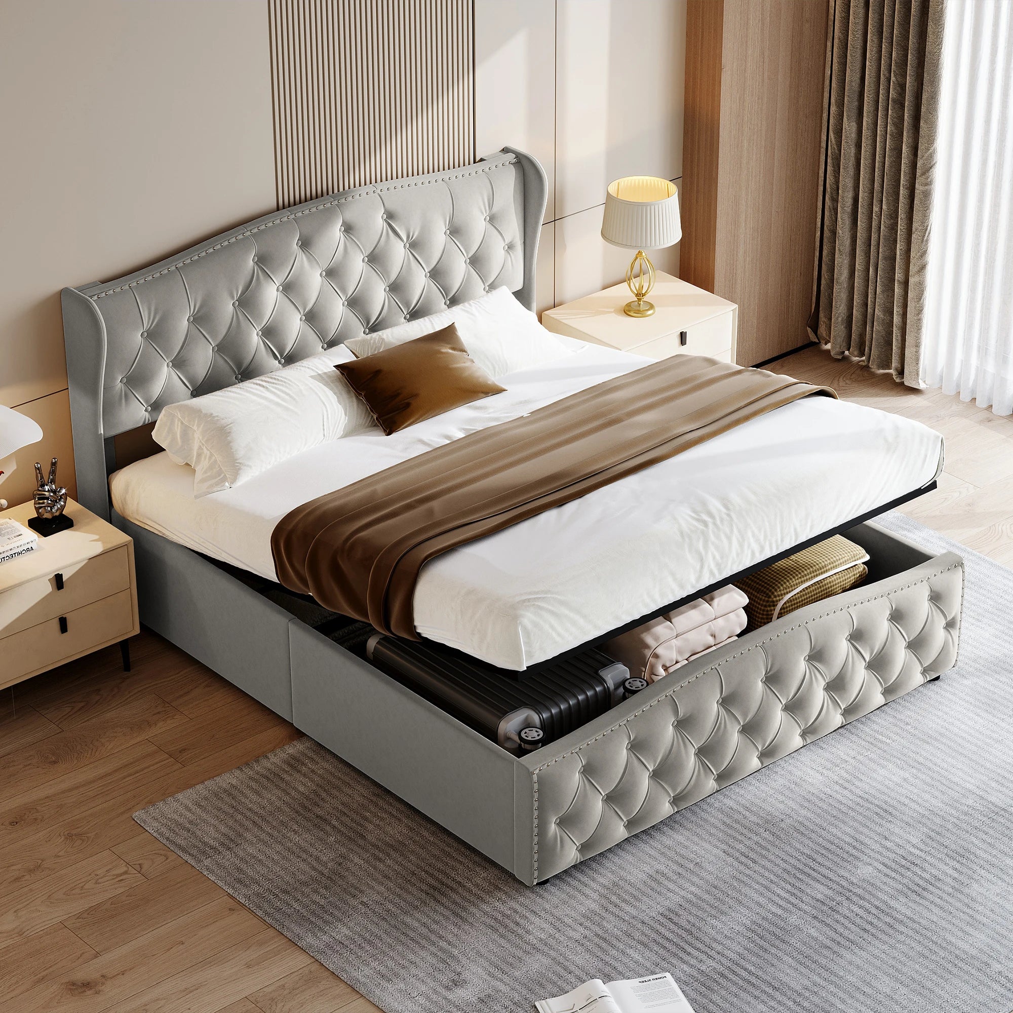 Tweepersoonsbed met opbergruimte 140x200 cm – Stijlvol & functioneel