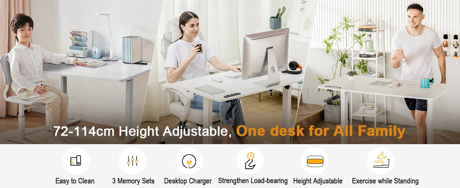 Elektrisch Zit-Sta Bureau Verstelbaar met USB en Ergonomisch Design (140x60 / 160x70 cm)
