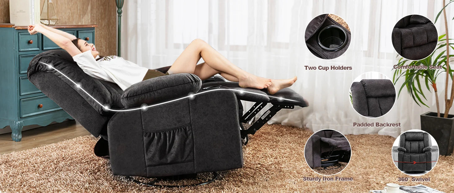 Verstelbare Relax Fauteuil met Voetensteun en Bekerhouders – Luxe TV Stoel 90°–160° Ergonomisch Comfort