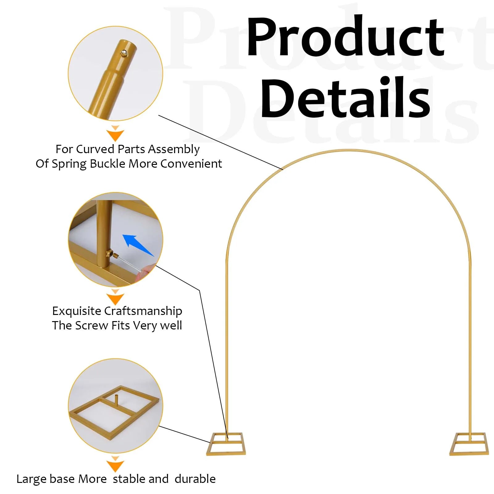 Gouden Ballonnenboog Frame – 2m/2,4m Feestdecoratie voor Bruiloften, Verjaardagen en Ceremonies – Herbruikbare Metaal Stand