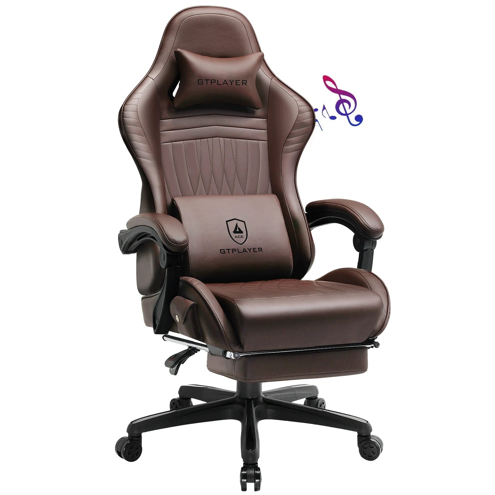 Ergonomische Gaming Stoel met Voetensteun & Luidsprekers – Verstelbare Gamer Chair met 170° Rugleuning, PU Leer & 150kg Draagkracht
