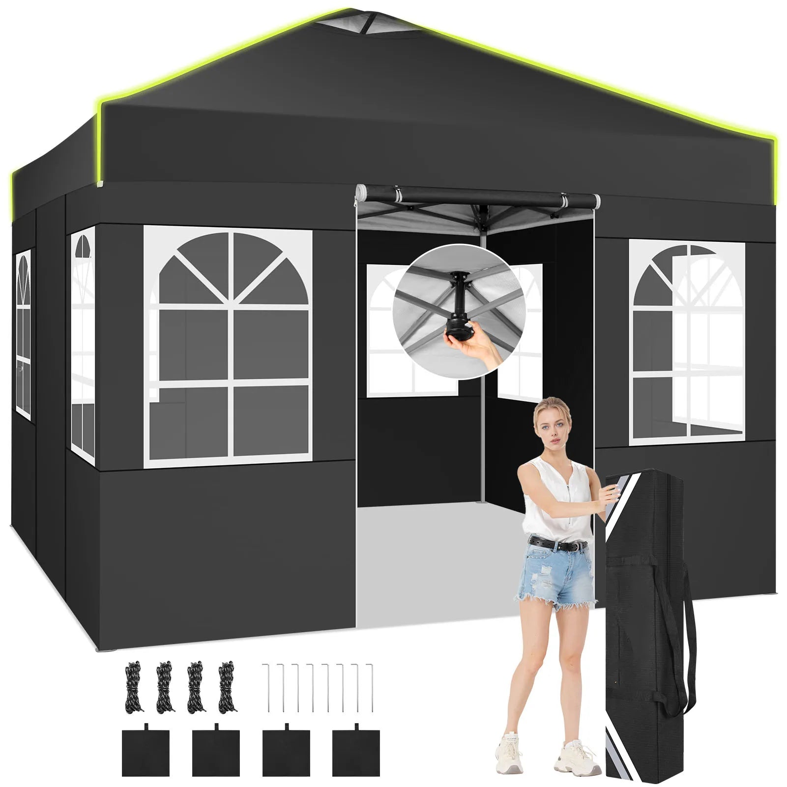 Pop-up Partytent 3x3 m Waterdicht met 4 Zijwanden – Opvouwbaar Tuinpaviljoen met UV50+ Bescherming voor Tuin & Evenementen