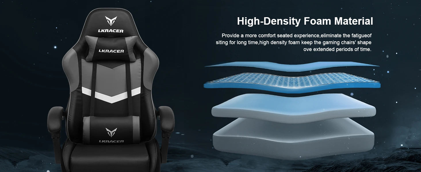 Ergonomische Gamingstoel met Voetensteun en Verstelbare Rugleuning – Comfortabele Bureaustoel met Lendensteun en Hoofdsteun