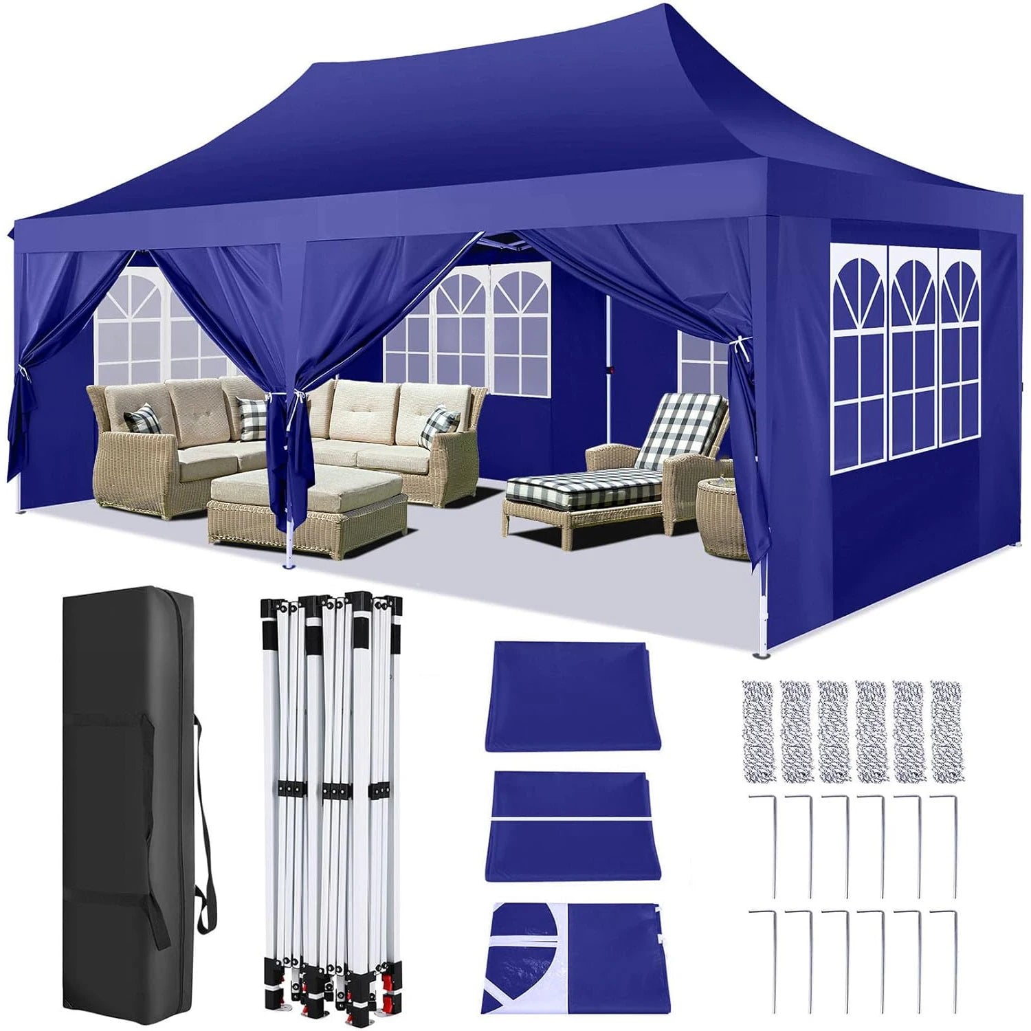 Pop-up Feesttent 3×6 m – Waterdicht Paviljoen met 6 Zijwanden
