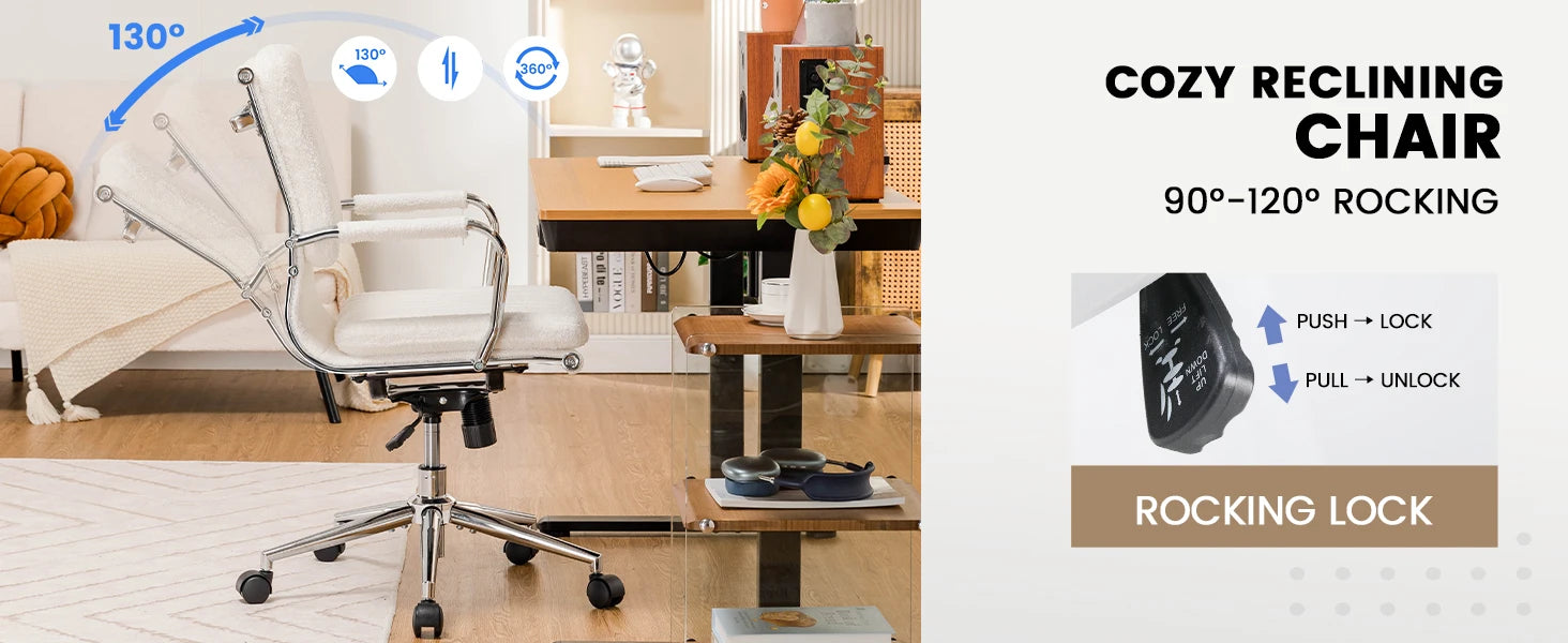 Ergonomische Bureaustoel met Armleuningen en Schommelfunctie – Comfortabele Executive Office Chair (Stof)