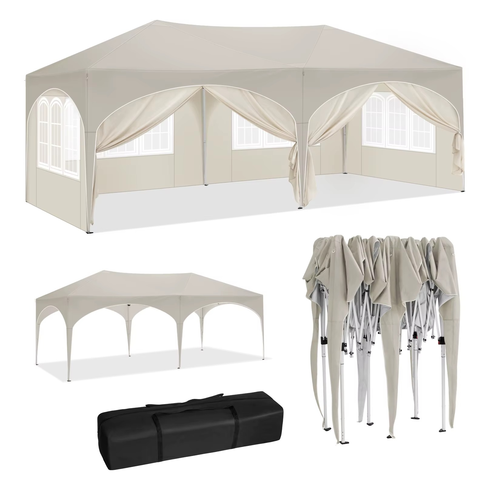 Opvouwbaar Paviljoen 3×6 m – Easy Up Partytent met 6 Zijwanden