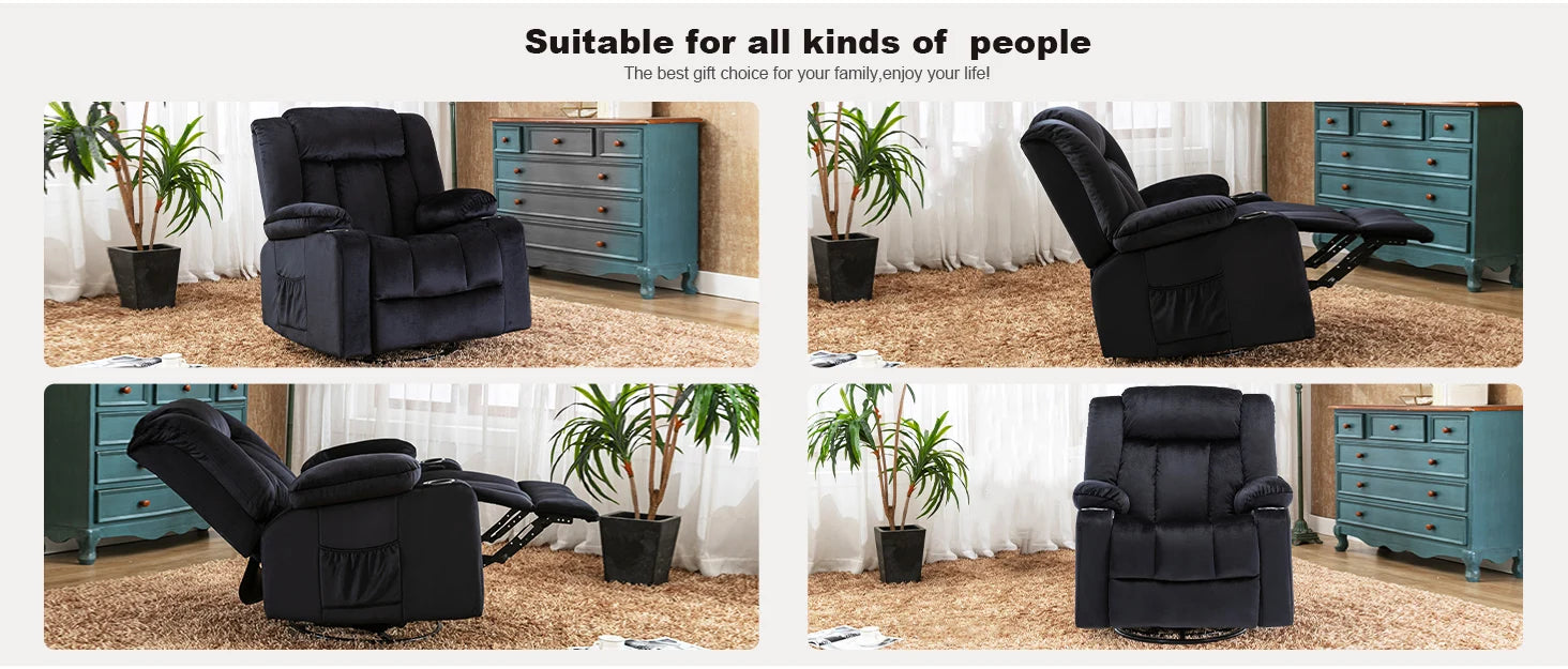 Verstelbare Relax Fauteuil met Voetensteun en Bekerhouders – Luxe TV Stoel 90°–160° Ergonomisch Comfort