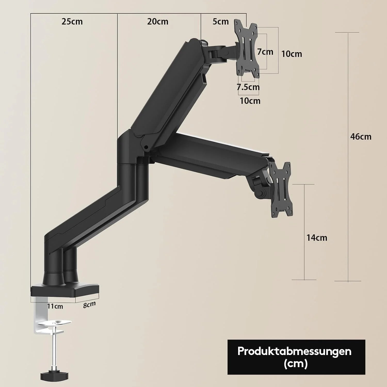 Verstelbare Monitor Arm Enkel 13-32 Inch met Gasveer en VESA Mount