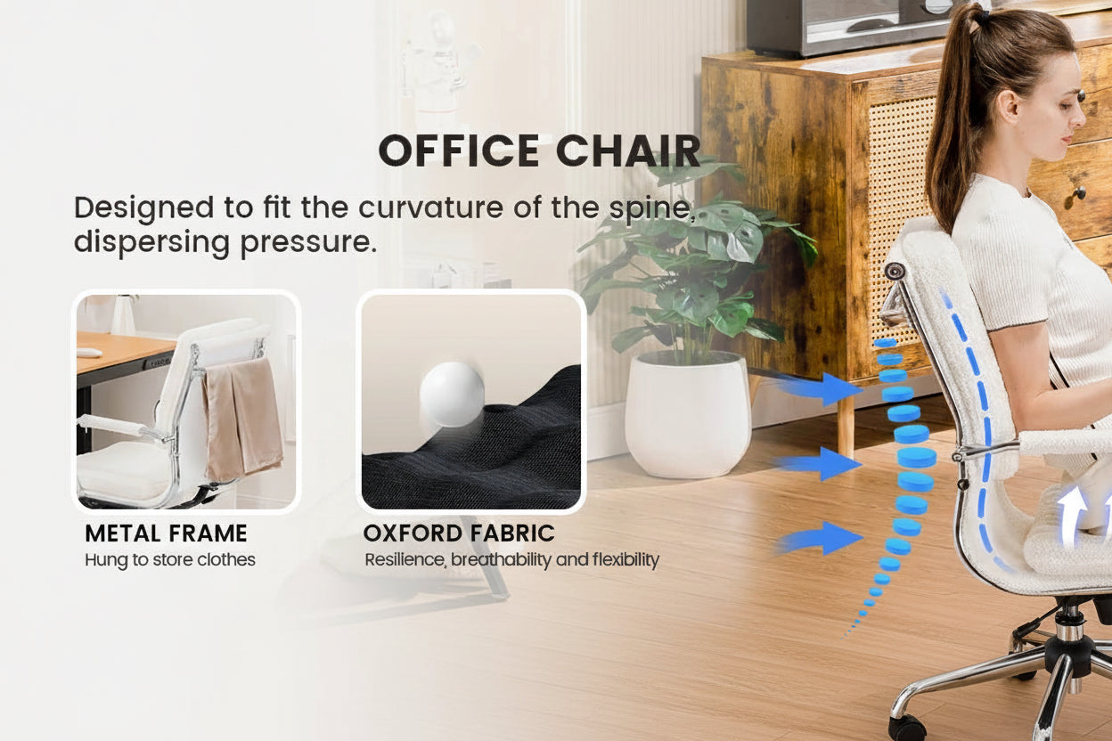 Ergonomische Bureaustoel met Armleuningen en Schommelfunctie – Comfortabele Executive Office Chair (Stof)