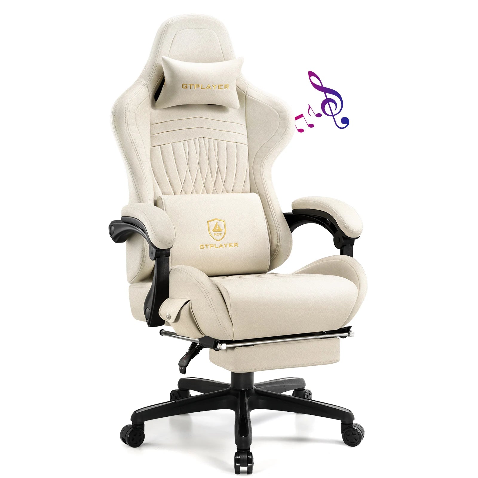Ergonomische Gaming Stoel met Voetensteun & Luidsprekers – Verstelbare Gamer Chair met 170° Rugleuning, PU Leer & 150kg Draagkracht